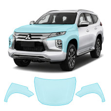 Антигравійна захисна бронеплівка за лекалами для Mitsubishi Pajero Sport III facelift 2019- капот і передні крила