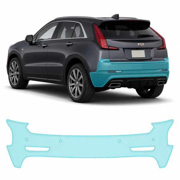 Антигравійна захисна бронеплівка за лекалами для Cadillac XT4 I 2019-2023 - задній бампер