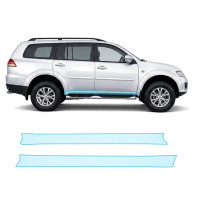 Антигравийная защитная бронепленка по лекалам для Mitsubishi Pajero Sport II 2015-2019 - нижняя зона кузова пороги