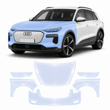 Антигравийная защитная бронепленка по лекалам для Audi Q6 e-tron PPE 2024- передняя часть авто (капот бампер фары крылья)