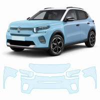 Антигравийная защитная бронепленка по лекалам для Citroen C3 III 2024- передняя часть авто (капот бампер фары крылья)