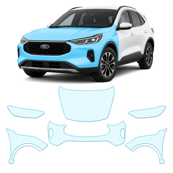 Антигравійна захисна бронеплівка за лекалами для Ford Escape (US) IV facelift 2023- передня частина авто (капот бампер крила))