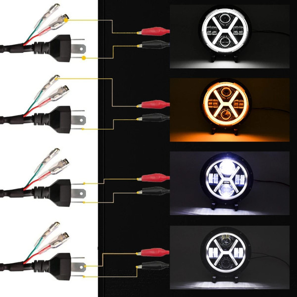 Фара LED ВАЗ 2101 2121 ГАЗ УАЗ іномарки мото 7 дюймів X-дизайн з ангельськими вічками (Завод)