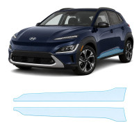 Антигравийная защитная бронепленка по лекалам для Hyundai Kona OS facelift 2021-2023 - нижняя зона кузова пороги