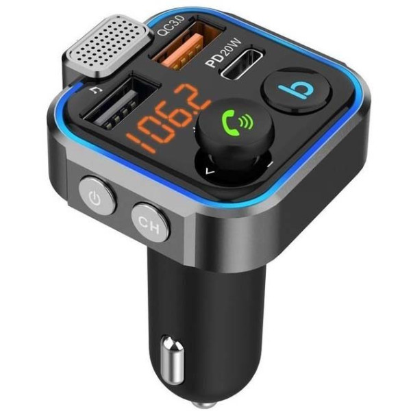 Автомобільний FM модулятор (трансмітер) Borofone Sunlight QC3.0 Дисплей Підсвічування (BC32)