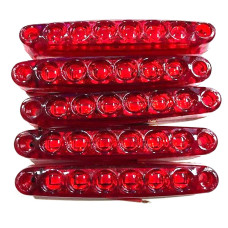 Габарит LED прямоугольный 100х10 мм 12/24V 6 диодов Линза Красный 5 шт (МРТ 23)