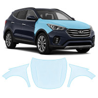 Антигравийная защитная бронепленка по лекалам для Hyundai Santa Fe DM facelift 2016-2018 - капот и передние крылья