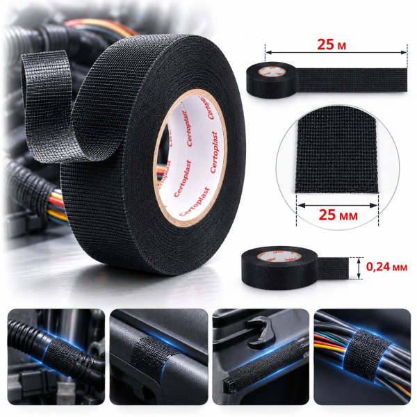 Ізолента Антискрип тканинна Certoplast 25 м x 25 мм 0.24 мм Антискрип № 06