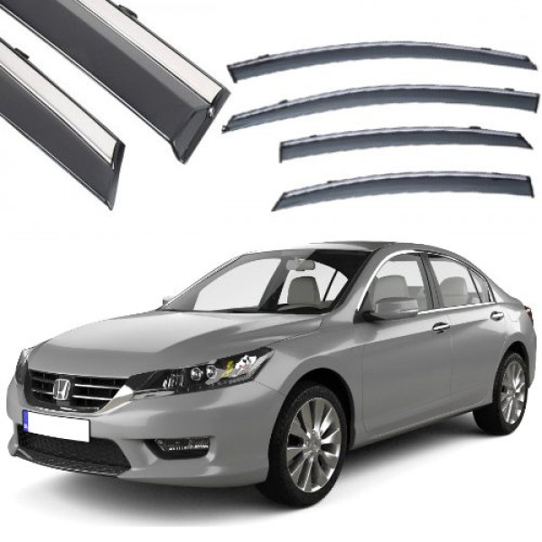 Дефлектори вікон вітровики Benke для Honda Accord 9 2014-2018 Хром Молдинг (BHDAC1423-W/S)