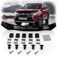 Дефлектор капота мухобійка Mitsubishi Outlander 2012-2020 (Євро Кріплення) Voron Glass