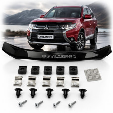 Дефлектор капота мухобійка Mitsubishi Outlander 2012-2020 (Євро Кріплення) Voron Glass