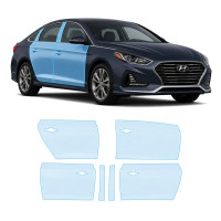 Антигравийная защитная бронепленка по лекалам для Hyundai Sonata LF facelift 2017-2019 - зоны дверей и стойки окон