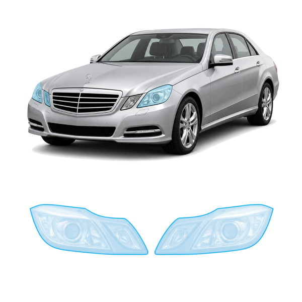 Антигравийная защитная бронепленка по лекалам для Mercedes-Benz E-Class W212 2009-2013 - оптика (фары и ПТФ)