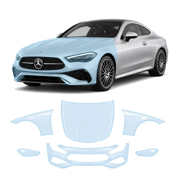 Антигравійна захисна бронеплівка за лекалами для Mercedes-Benz CLE C236 2023- передня частина авто (капот бампер крила))