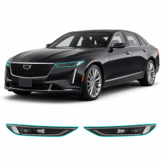 Антигравийная защитная бронепленка по лекалам для Cadillac CT6 I facelift 2019-2020 - оптика (фары и ПТФ)