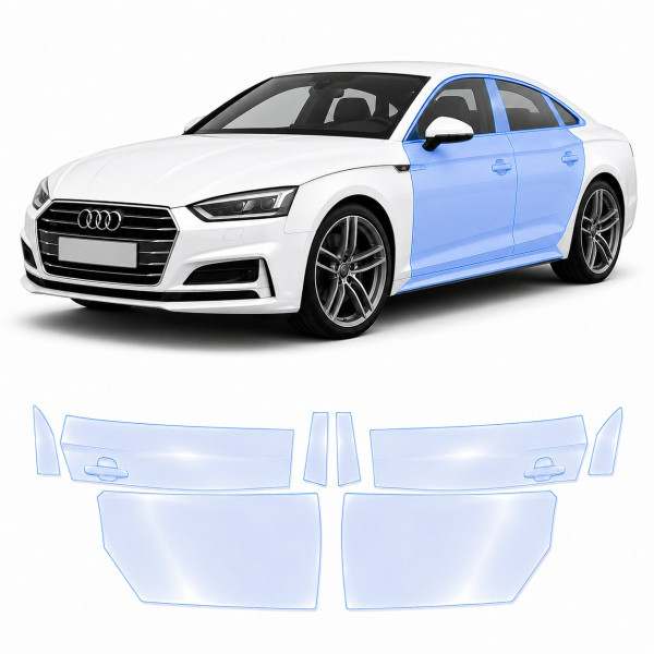 Антигравійна захисна бронеплівка за лекалами для Audi A5 F5 2016-2019 - зони дверей і стійки вікон
