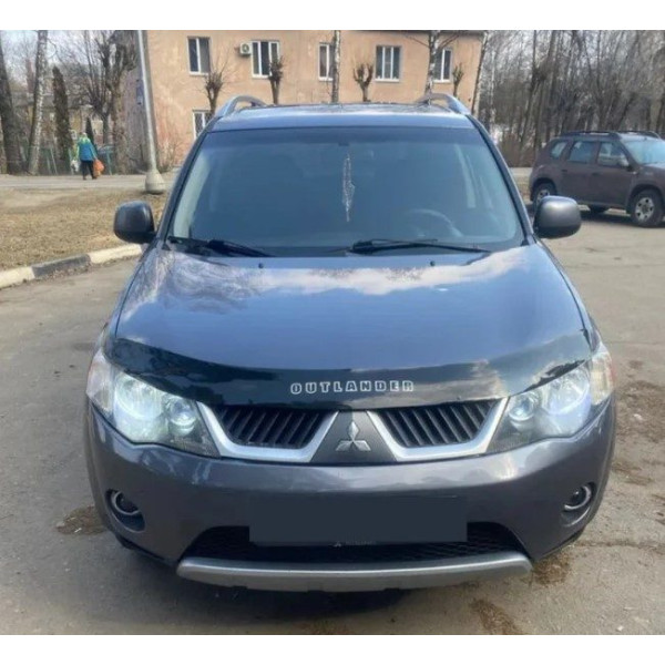 Дефлектор капота мухобойка Mitsubishi Outlander XL 2007-2009 доРестайлинг Евро Крепление (Vip Tuning)