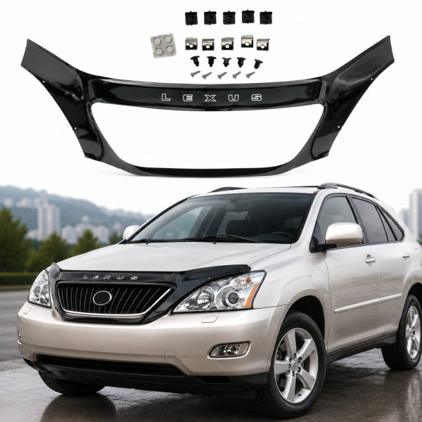 Дефлектор капота мухобойка Lexus RX 2003-2009 с рамкой под решетку радиатора  Евро Крепление (Vip Tuning) LX03