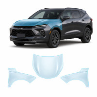 Антигравийная защитная бронепленка по лекалам для Chevrolet Blazer III facelift 2023-2025 - капот и передние крылья