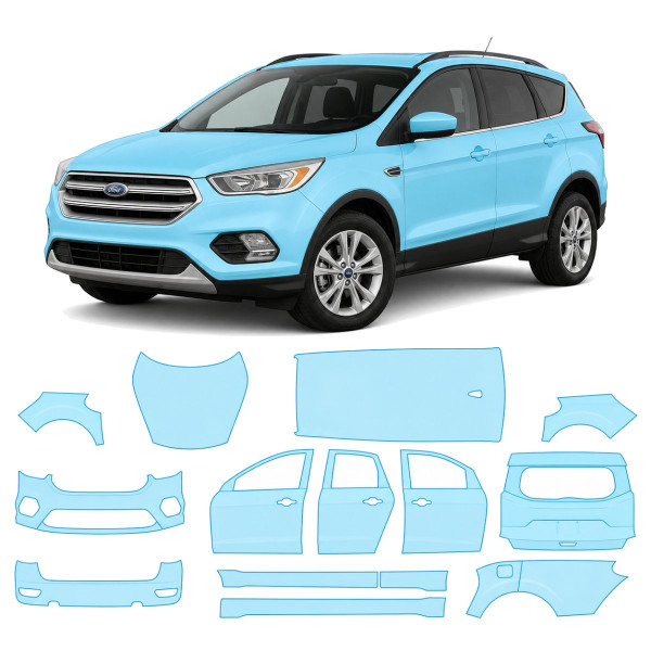 Антигравийная защитная бронепленка по лекалам для Ford Escape (US) III facelift 2017-2019 - полный кузов