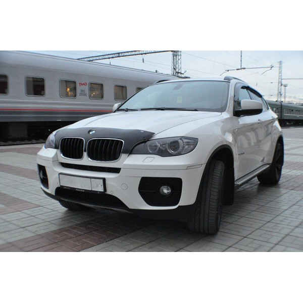 Дефлектор капоту мухобійка для BMW X5/X6, (E70) 2007-короткий, темний