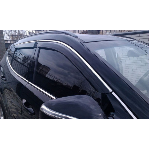 Дефлекторы окон ветровики Nissan Juke 2010- 4дв с хром молдингом