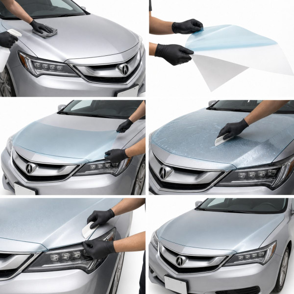 Антигравійна захисна бронеплівка за лекалами для Acura ILX I facelift 2016-2018 - оптика (фари та ПТФ)