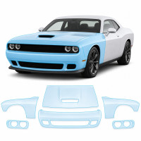 Антигравійна захисна бронеплівка за лекалами для Dodge Challenger LC facelift 2015-2023 - передня частина авто (капот бампер крила))