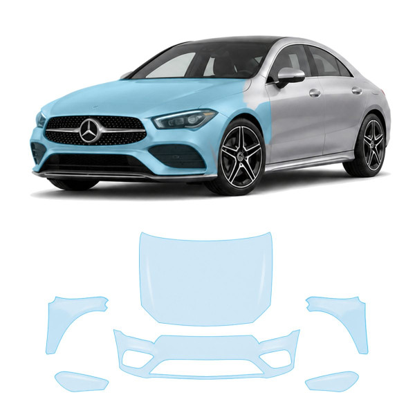 Антигравійна захисна бронеплівка за лекалами для Mercedes-Benz CLA C118 2019-2023 - передня частина авто (капот бампер крила))