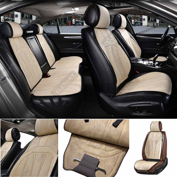 Накидки для сидений Алькантара Elegant ANCONA Бежевий Полный Комплект (700 814)