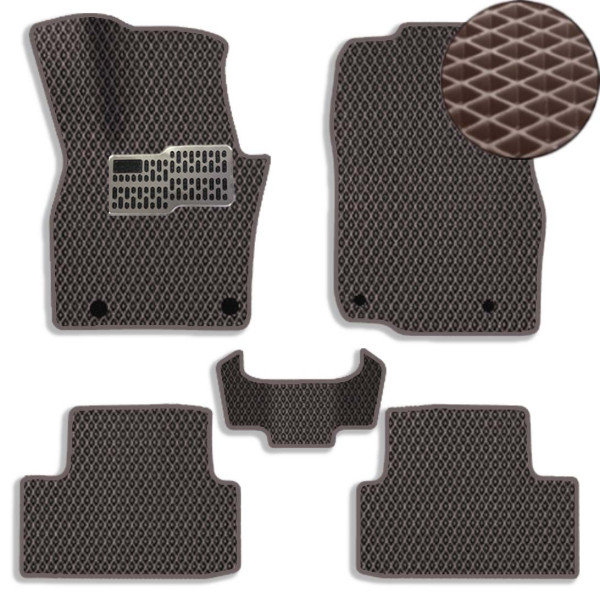 Килимки в салон 3D EVA для Mazda CX 50 2023- з підп'ятником Коричневі 5 шт