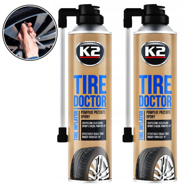 Набір Герметик вулканізатор шин K2 TIRE DOCTOR 500 мл 2 шт (B311)