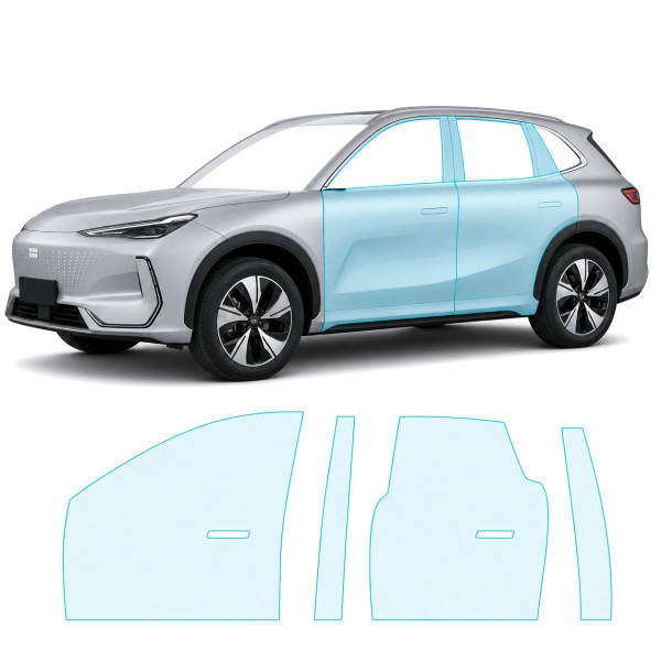Антигравійна захисна бронеплівка за лекалами для Geely Galaxy E5 (EX5) I 2024- зони дверей і стійки вікон