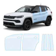 Антигравійна захисна бронеплівка за лекалами для Jeep Compass MP facelift 2021- зони дверей і стійки вікон