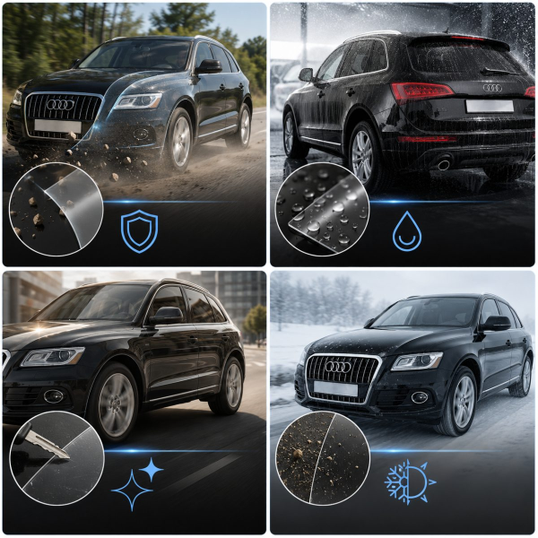 Антигравийная защитная бронепленка по лекалам для Audi Q5 8R 2008-2017 - передний бампер