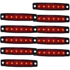 Габарит LED прямоугольный 100х10 мм / 24V / 6 диодов / Красный 10 шт (201306)