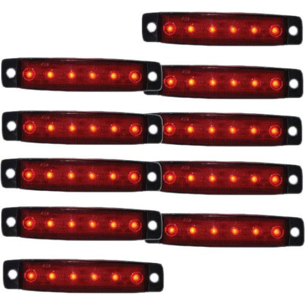 Габарит LED прямоугольный 100х10 мм / 24V / 6 диодов / Красный 10 шт (201306)