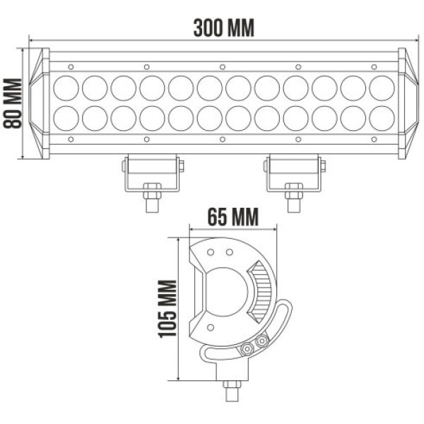 Світлодіодна додаткова LED фара Brevia Combo Алюмінієвий корпус (10724CX1)