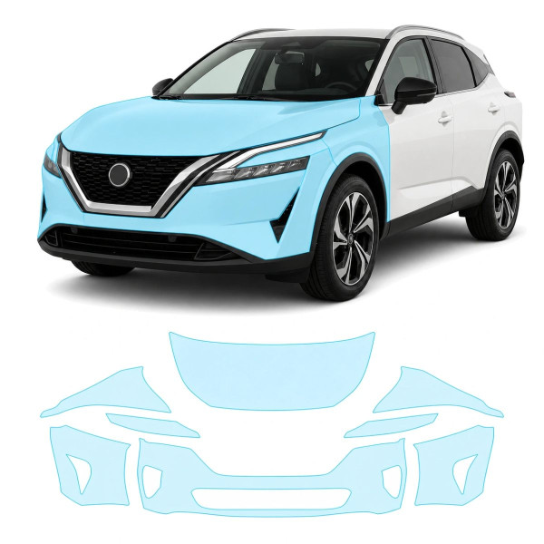 Антигравійна захисна бронеплівка за лекалами для Nissan Qashqai J12 2021-2024 - передня частина авто (капот бампер крила))