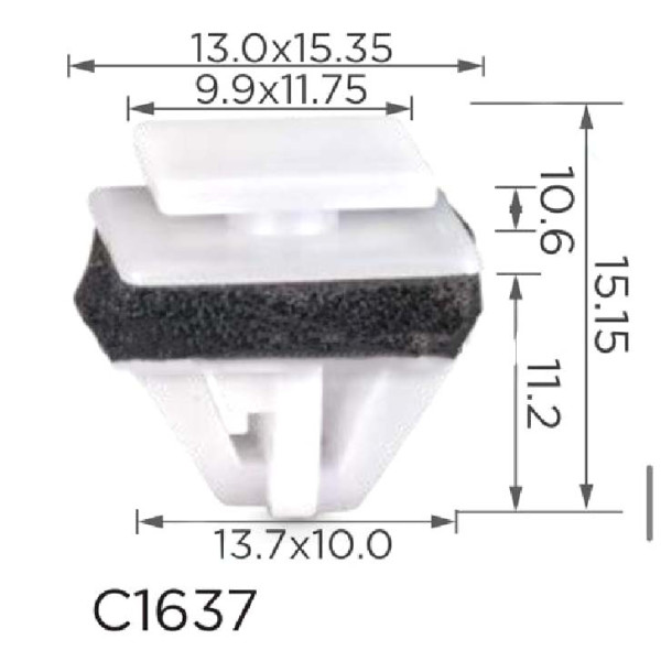 Клипса крепления молдинга капота HYUNDAI KIA (863603L000 86360-3L000 15214) C1637