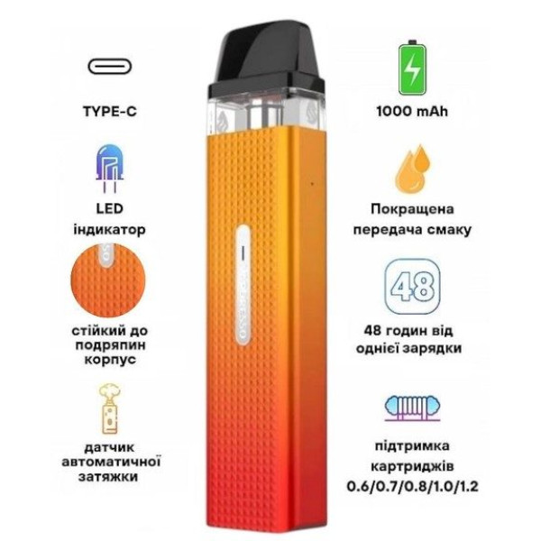 Багаторазова Pod-система Vaporesso Xros Mini 1000mAh 2 мл Cherry Red Вишнево-Червоний