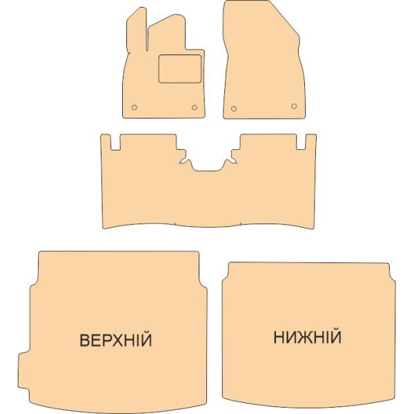 Ворсові Килимки в салон для Zeekr 001 2025 - з підп'ятником Висота ворса 14 мм 3 шт (Magnums)