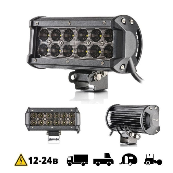 Фара LED Балка Лидер 165x75x55 mm / 36W / 3W*12 / 10-30V / Дальний (D-36W Black)