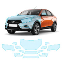 Антигравійна захисна бронеплівка за лекалами для LADA Vesta Cross 2180 2018-2022 - передня частина авто (капот бампер крила))
