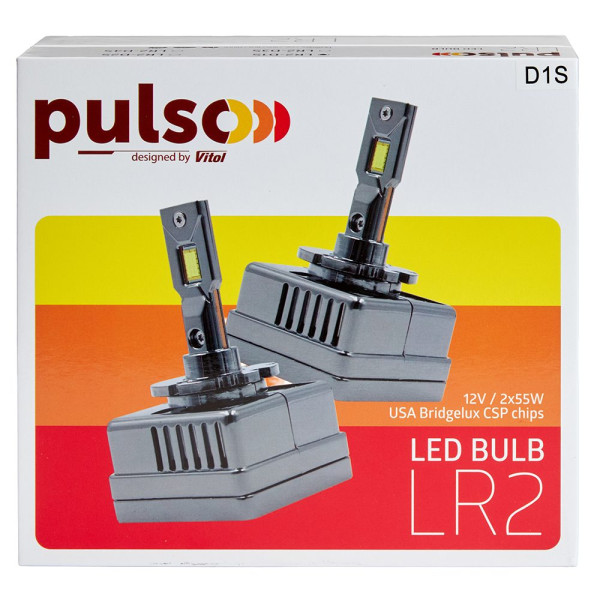 LED лампы для авто Pulso LR2-D1S USA Bridgelux CSP chips 12V 2*55W 10000Lm 6000k