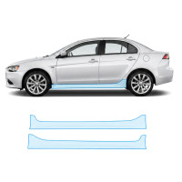 Антигравійна захисна бронеплівка за лекалами для Mitsubishi Lancer X facelift 2011-2017 - нижня зона кузова пороги