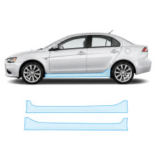 Антигравійна захисна бронеплівка за лекалами для Mitsubishi Lancer X facelift 2011-2017 - нижня зона кузова пороги