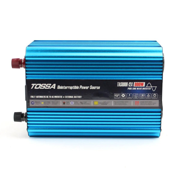 Перетворювач напруги (інвертор) Tossa 12V -220V/800W Чистий Синус З функцією Зарядки (TAS800R-12X-800W)