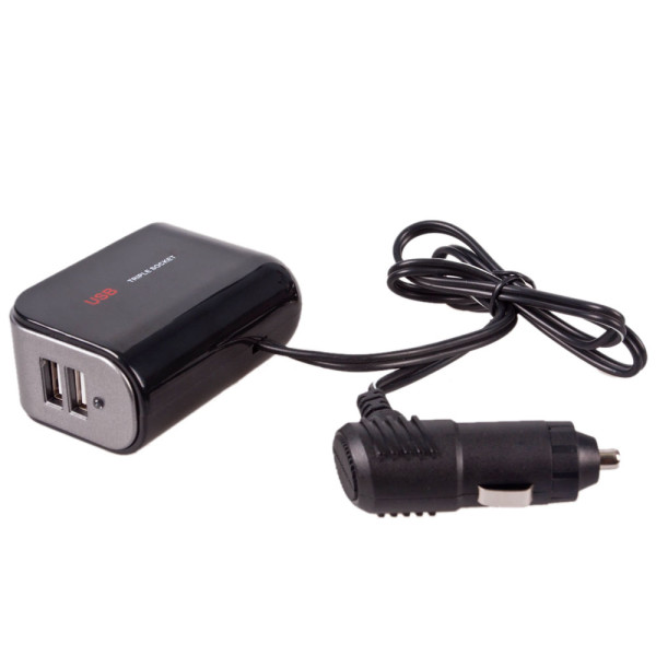 Автомобільний розгалужувач прикурювача VOIN 2 виходу 2 USB 2100mA 12/24V (SC-2069)