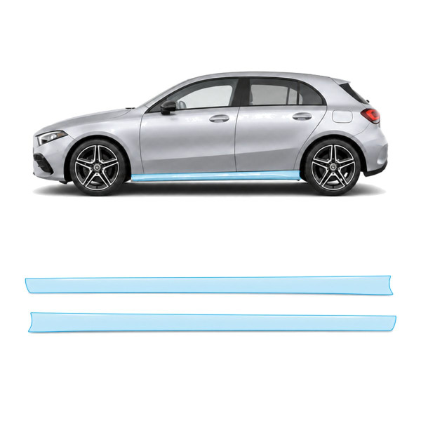 Антигравийная защитная бронепленка по лекалам для Mercedes-Benz A-Class W177 facelift 2022- нижняя зона кузова пороги